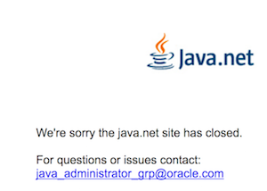 Java.net closed message