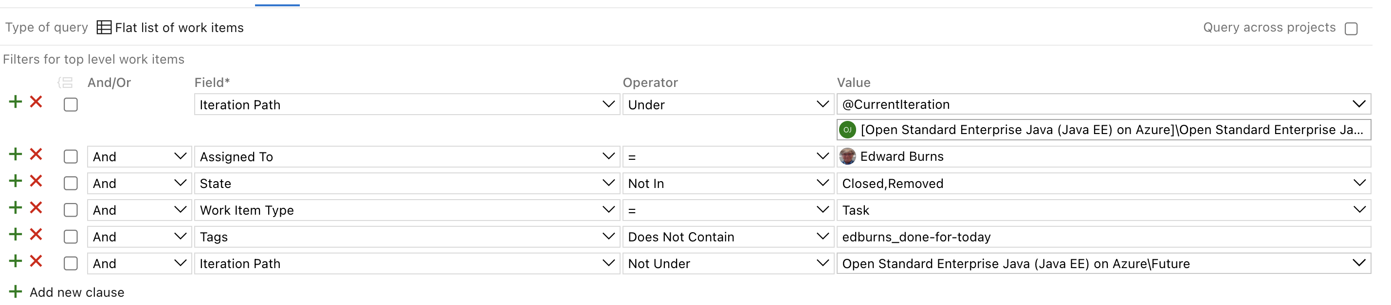 Azure DevOps query in the em board